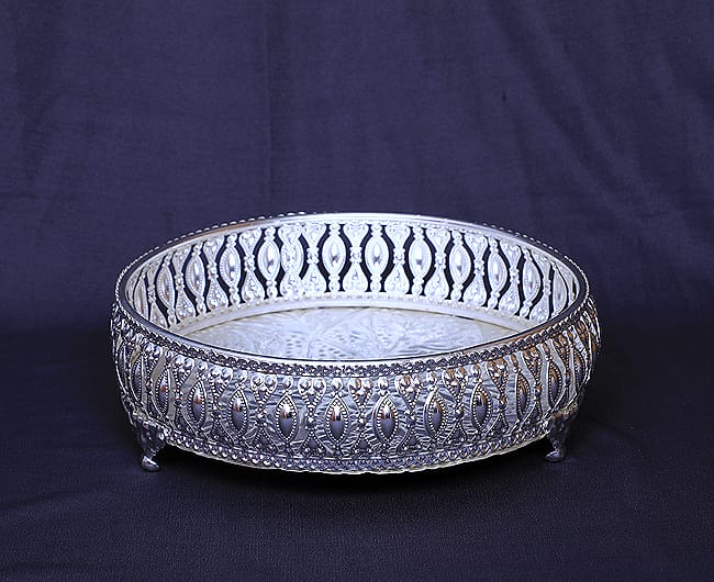 German Silver Pooja Tray - 12 Inch