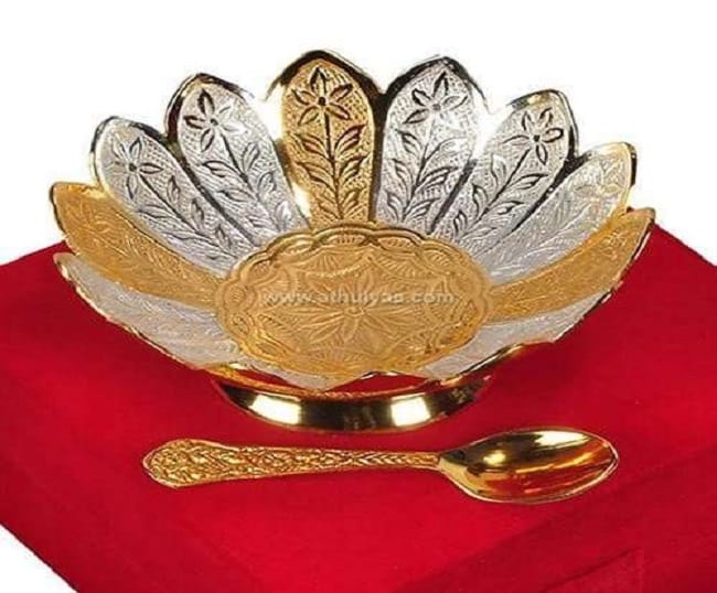 Gold silver finish single Lotus Bowl Set