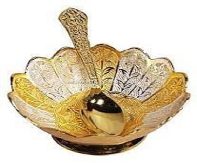Gold silver finish single Lotus Bowl Set