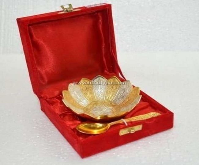 Gold silver finish single Lotus Bowl Set