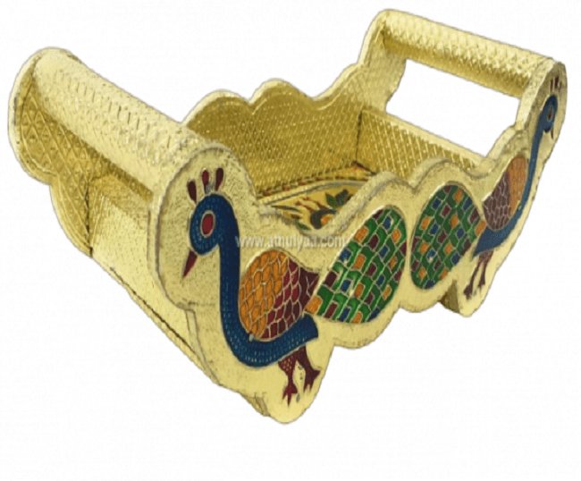 Golden Mayur 2-Glass Tray Set