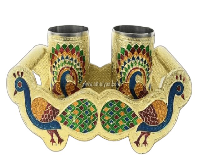 Golden Mayur 2-Glass Tray Set