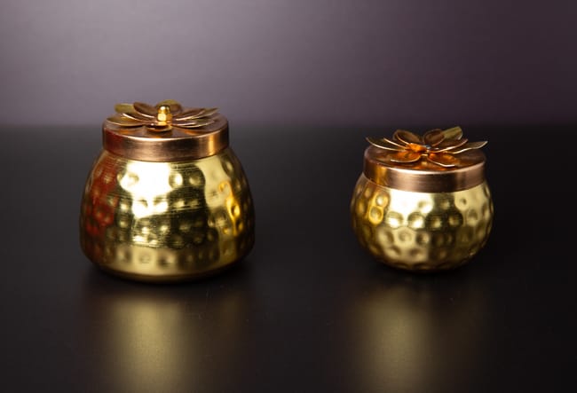 Hammered copper matki with lid