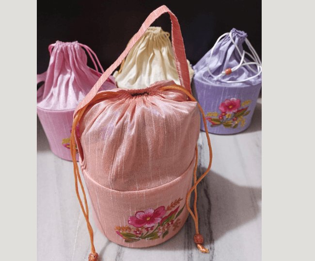 Hand embroidered Basket potli