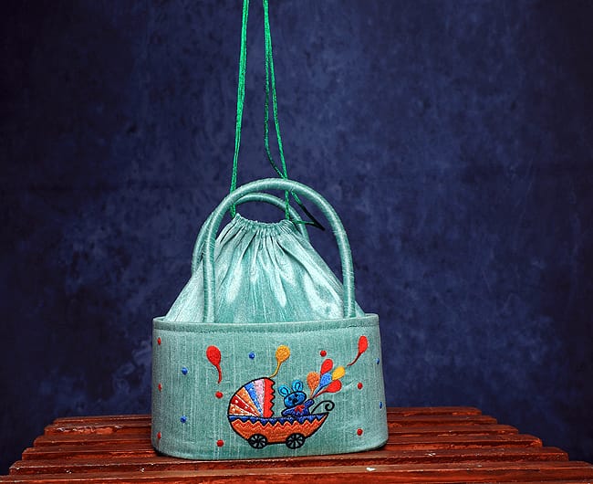 Hand embroidered Basket potli