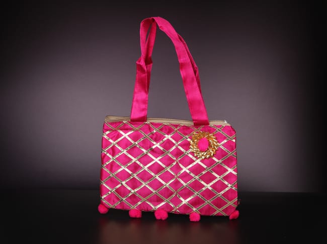 Gota Work with pom pom bag