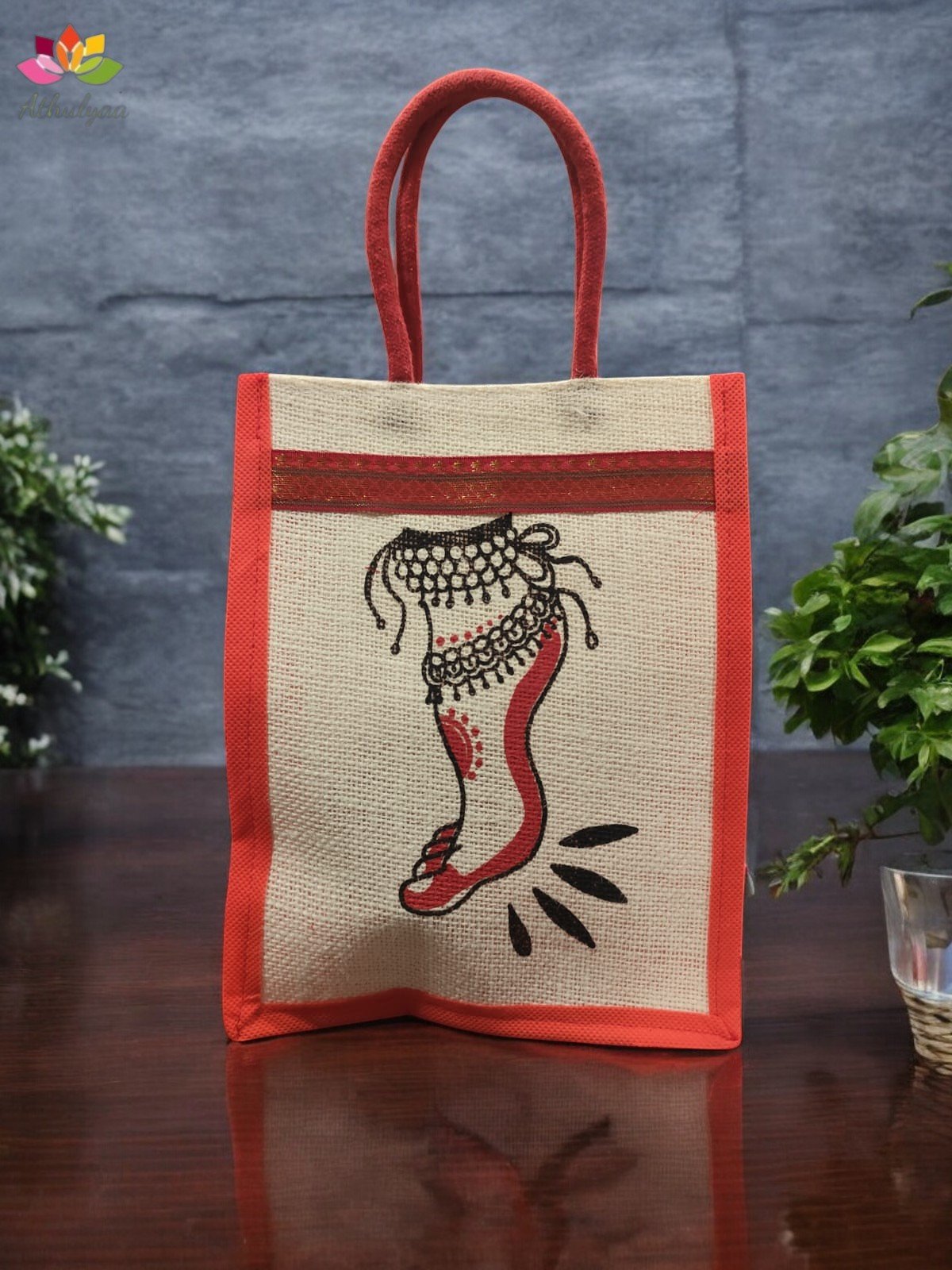 Jute Bag With Ghungroo/Salangai print