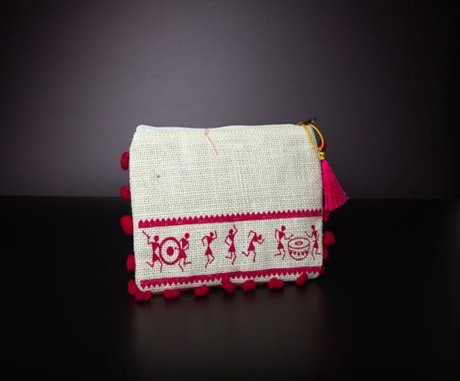 Jute Purse with pom poms