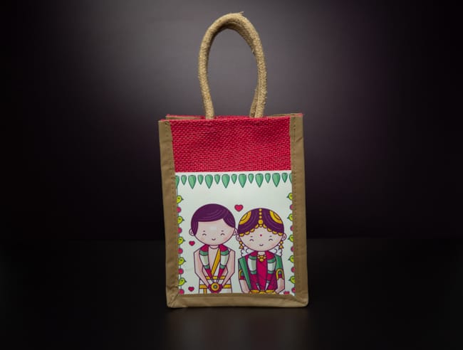 Wedding Jute bag with couple print