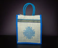Jute bags with Kolam print and Zari