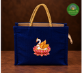 Jute Raw Silk Bag With Traditional Print