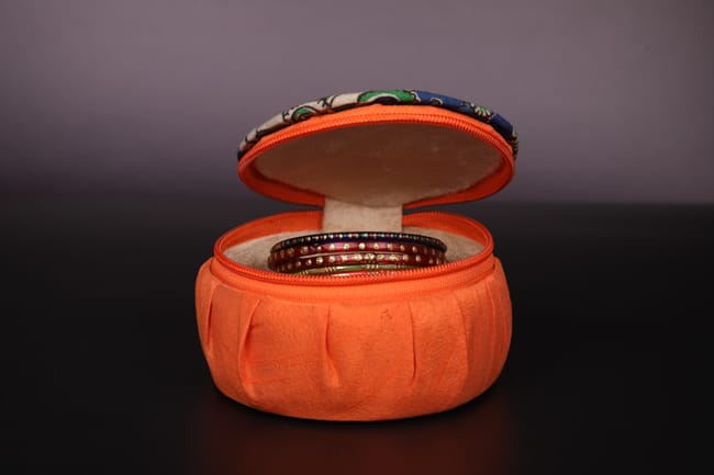 Kalamkari Stylish Leaf Bangle Box - Big