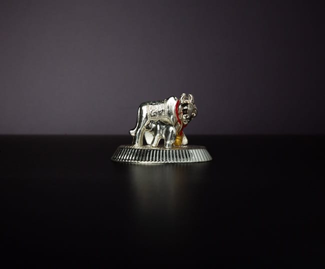Kamadhenu Cow and calf- Silver finish