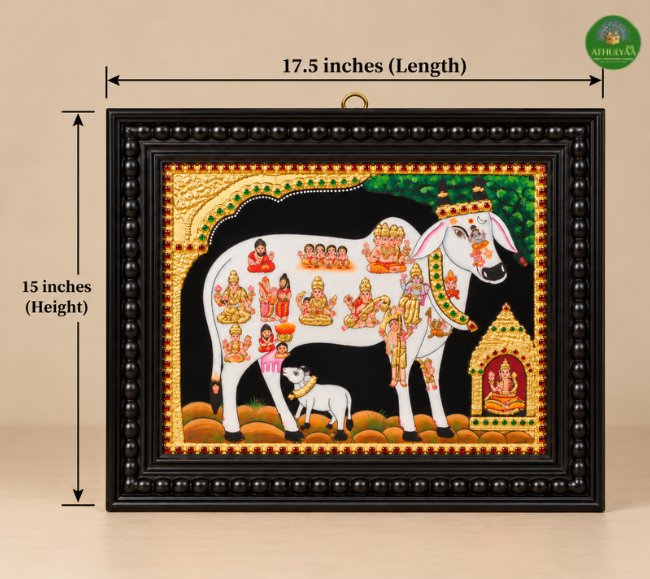 Kamadhenu With Gods Tanjore Painting