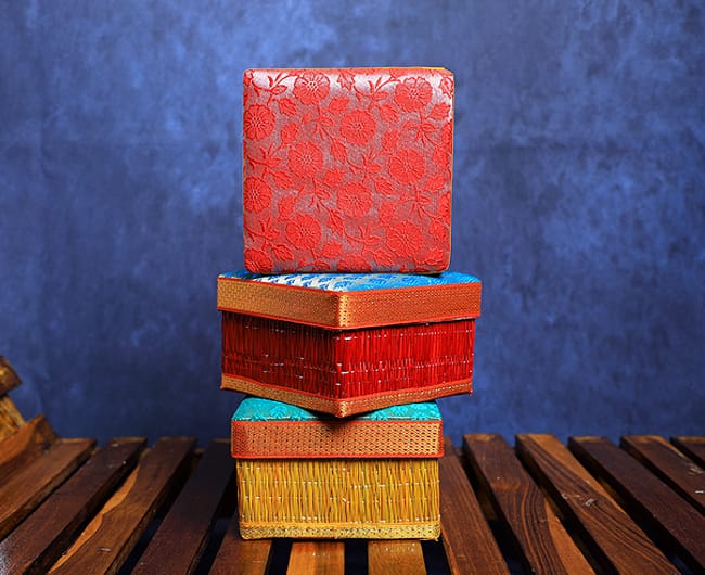 Kora Mat square brocade box