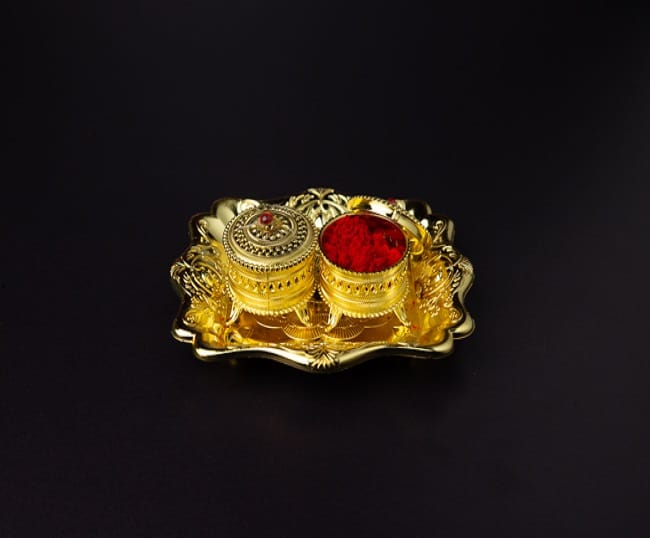 Kumkum Box On Plate