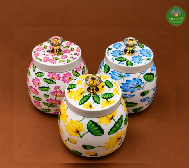 Lotus Print Pichwai Jar