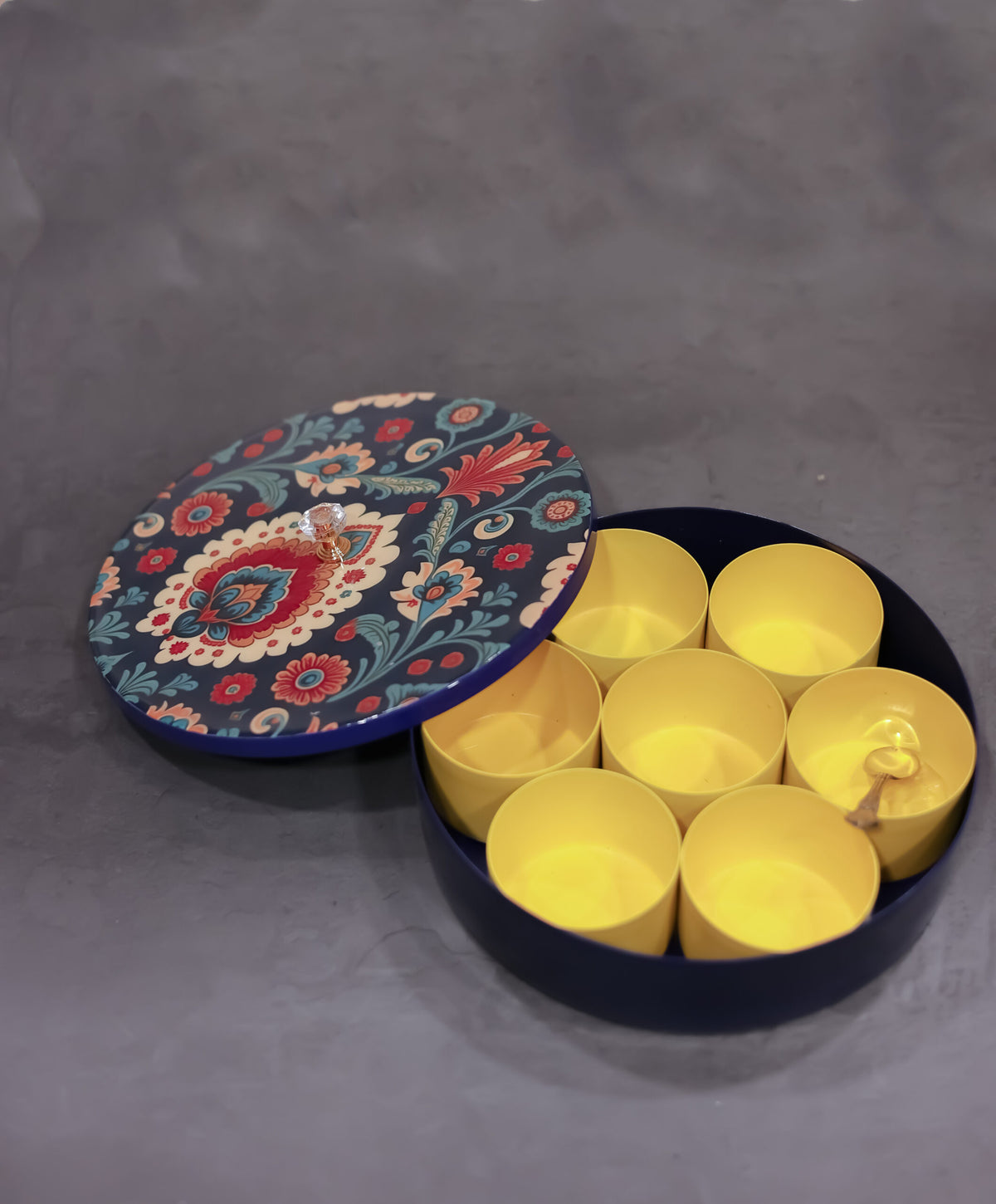 Mandala Print Masala Box- Blue