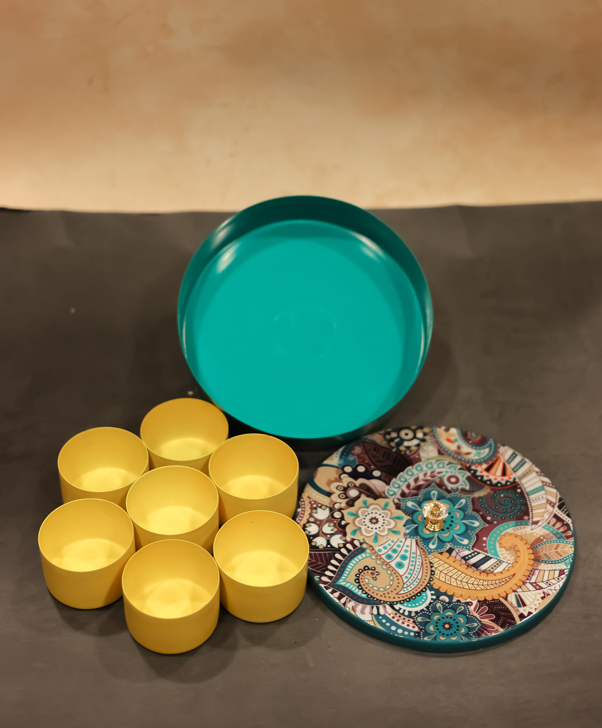 Mandala Print Masala Box - turquoise blue
