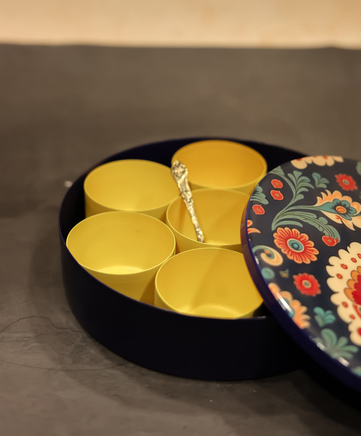 Mandala Print Masala Box- Blue