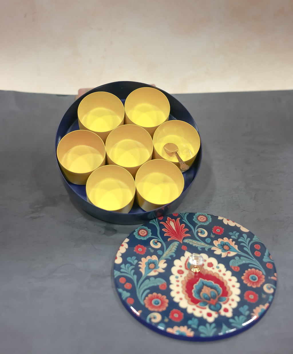 Mandala Print Masala Box- Blue