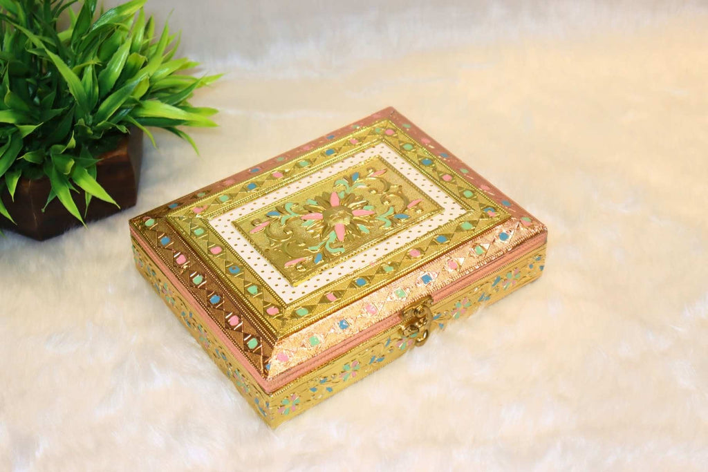 Pink Meenakari Dry fruit box