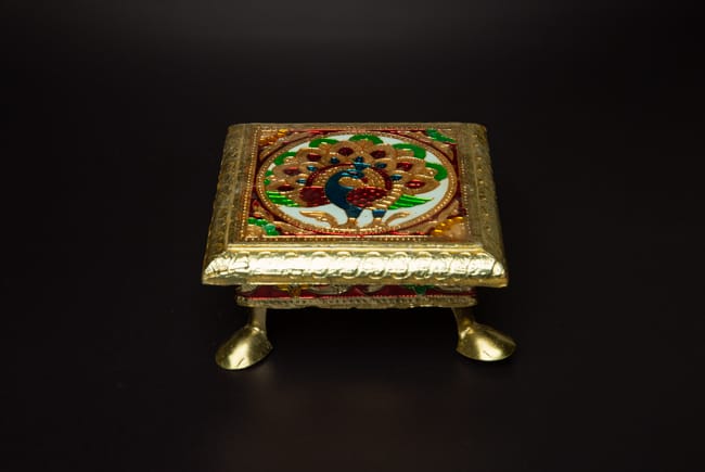 Meenakari Chowki/Manai with metal legs-Aadi Special