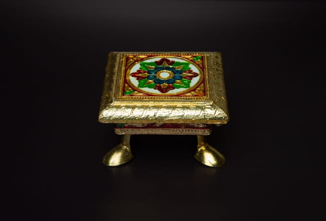 Meenakari Chowki/Manai with metal legs-Aadi Special