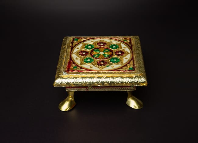 Meenakari Chowki/Manai with metal legs-Aadi Special