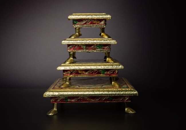Meenakari Chowki/Manai with metal legs