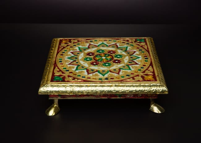 Meenakari Chowki/Manai with metal legs-Aadi Special