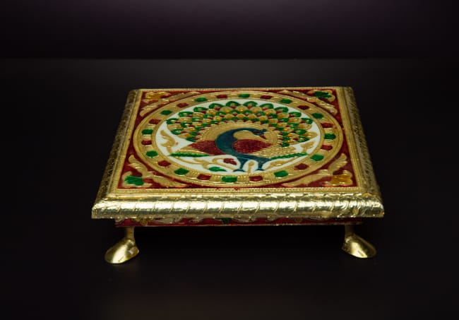 Meenakari Chowki/Manai with metal legs-Aadi Special