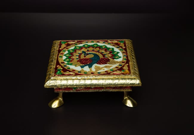 Meenakari Chowki/Manai with metal legs