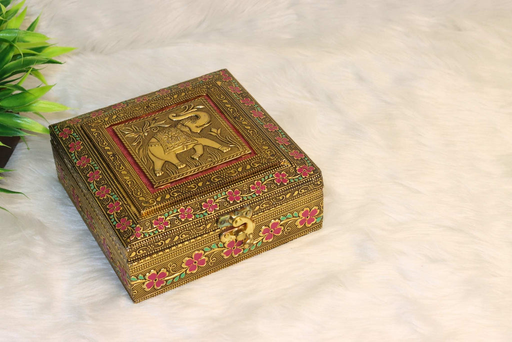 Meenakari Elephant Dry fruit box