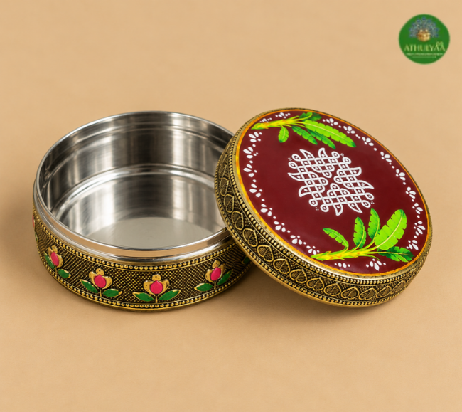 Meenakari Kolam Printed Steel Box