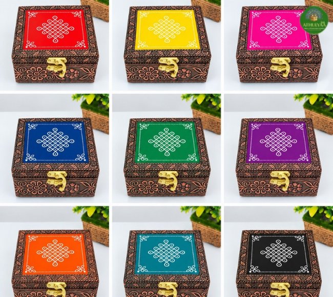 Meenakari Oxidized Kolam Jewel Box