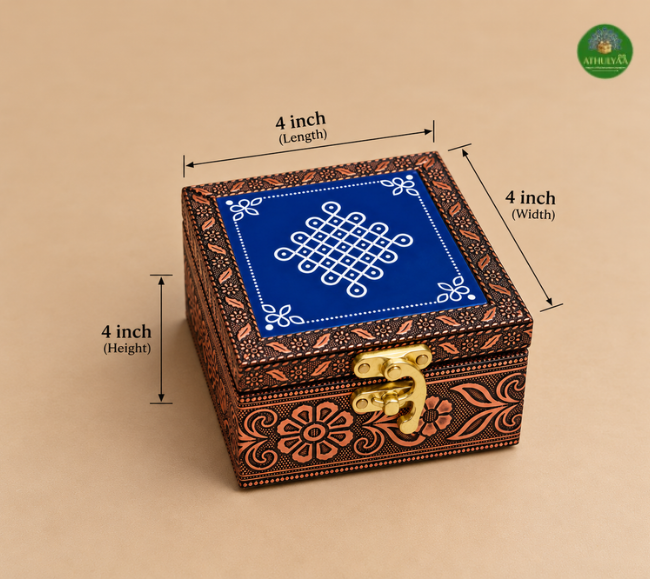 Meenakari Oxidized Kolam Jewel Box