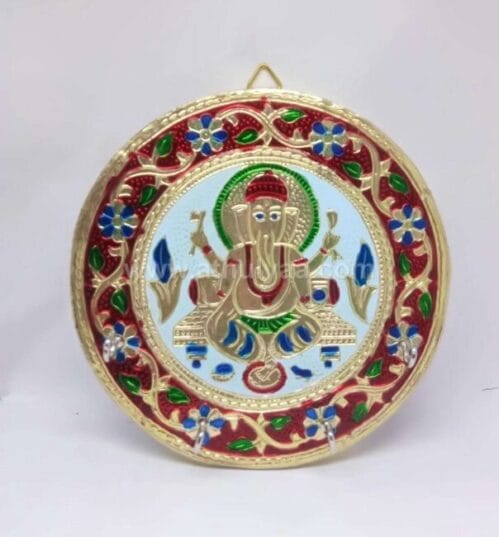 Meenakari Work Ganesh Wooden Key Holder