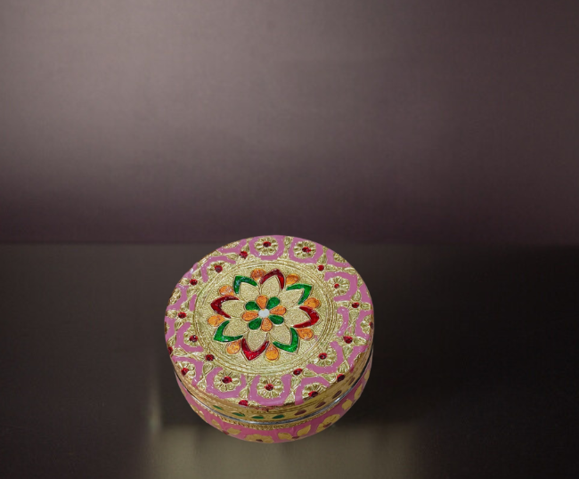 Meenakari Floral Steel Box