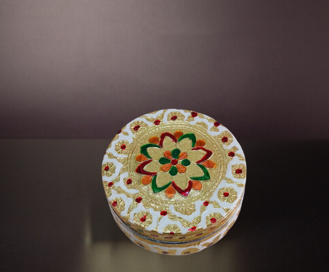 Meenakari Floral Steel Box