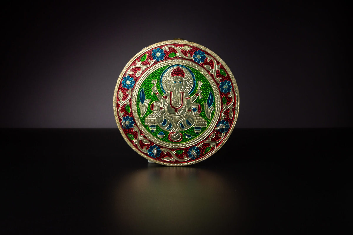 Meenakari Work Ganesh Wooden Key Holder