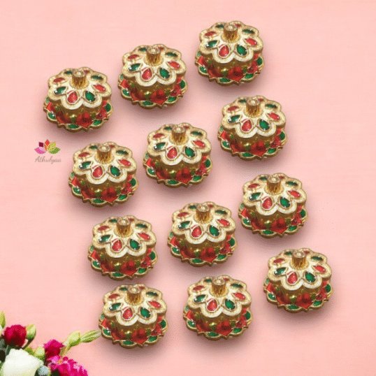Meenakari work square Fibre Kumkum box