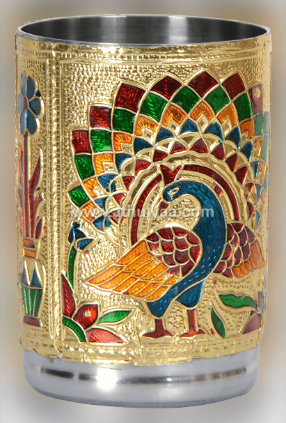 Meenakari Tray Set with 6 glasses