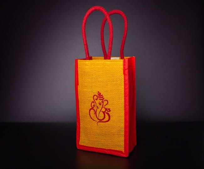 Mini Jute Bag With Ganesha Print