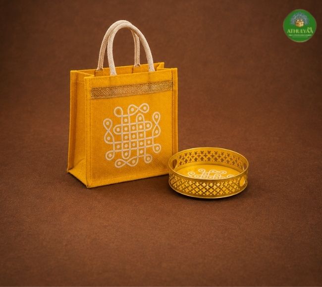 Mini Kolam Design Metal Tray - 4 Inch