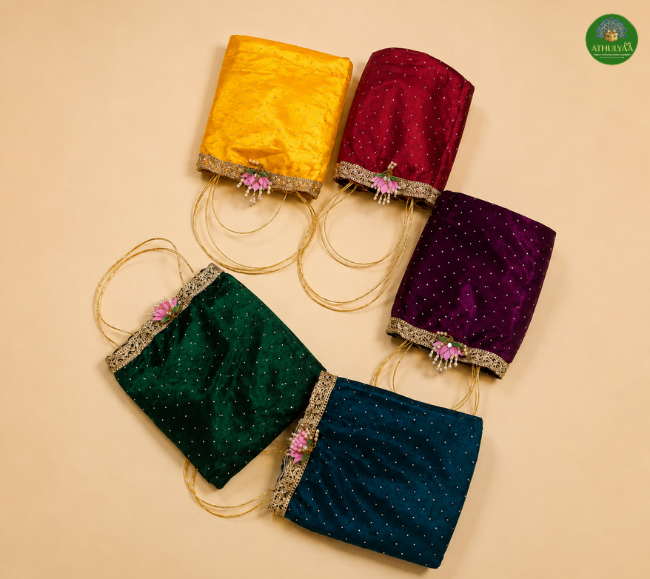 Organza Star Potli Bag with Lotus