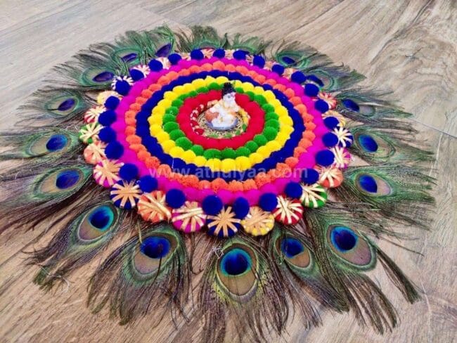 Peacock Feather Rangoli Mat