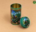 Peacock printed tin box