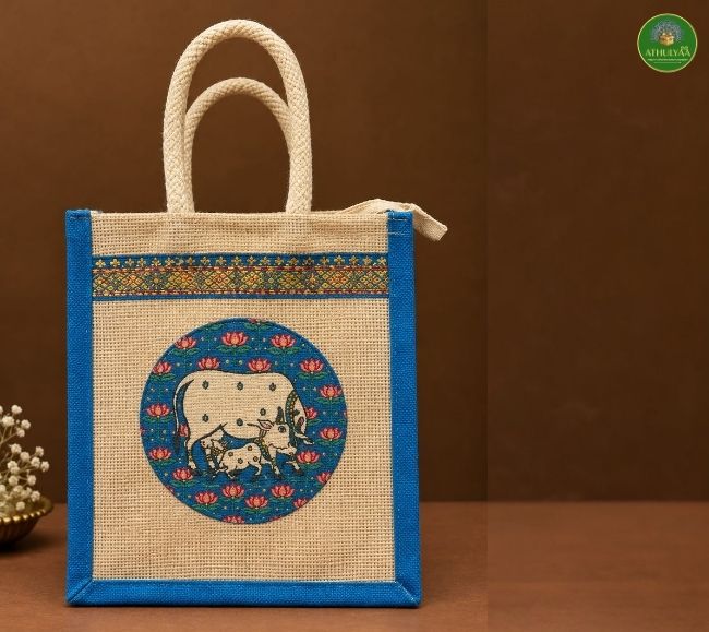 Pichwai Print Jute Bag -Economy