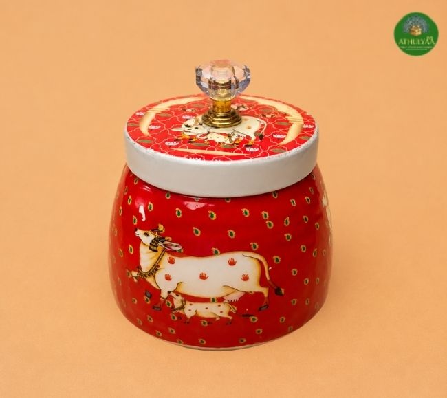 Pichwai metal dry fruit box
